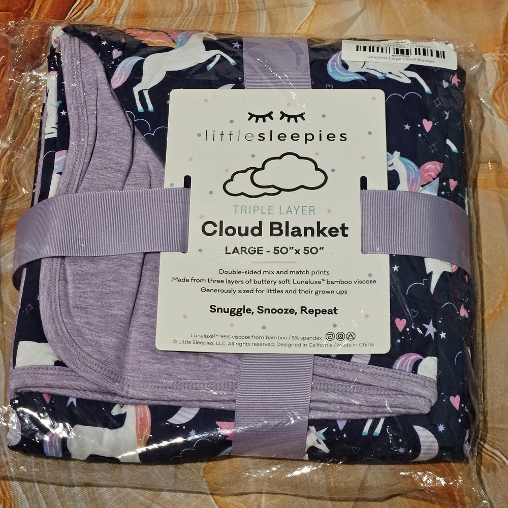 Little Sleepies Magical Skies Unicorn Triple Layer Cloud Blanket Large 50x50 NIB